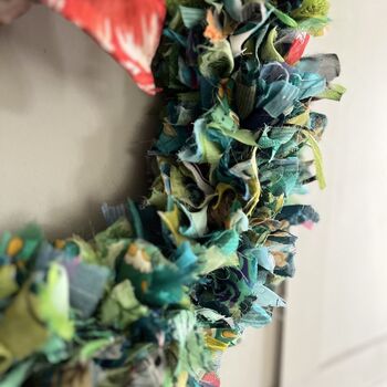 Recycled Sari Wreath Green, 2 of 2