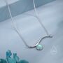 Sterling Silver Aqua Green Opal Wave Pendant Necklace, thumbnail 1 of 11