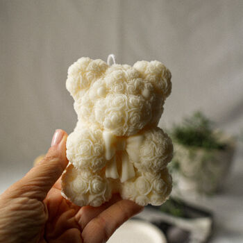 Large Bow Teddy Bear Soy Wax Candle, 4 of 6