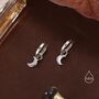 Crescent Moon Charm Huggie Hoop Earrings, thumbnail 2 of 12