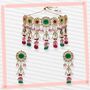 Green And Pink Choker Necklace Set, thumbnail 1 of 3