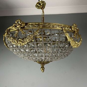 Brass Half Basket Empire Chandelier, 3 of 6