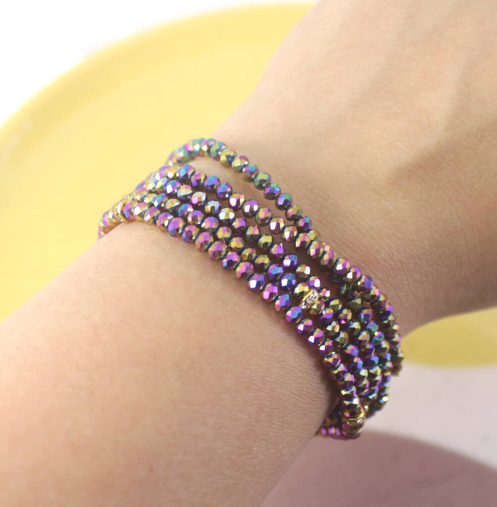 Purple Crystal Wrap Bracelet By Lucy Loves Neko | notonthehighstreet.com