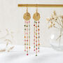 Tourmaline Gold Plated Silver Beaded Drop Earrings, thumbnail 6 of 10