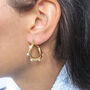 Non Tarnish Twisted Hoop Earrings With Inlaid Pearls, thumbnail 2 of 10