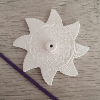 Sun Shaped White Clay Incense Holder, 3 of 4
