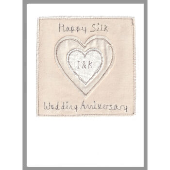 Personalised Silk 12th Wedding Anniversary Card, 2 of 8