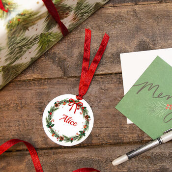 Personalised Name Christmas Wreath Place Setting, 4 of 7