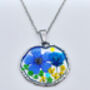 Real Flowers Round Pendant Necklace Small Hand Made, thumbnail 4 of 10