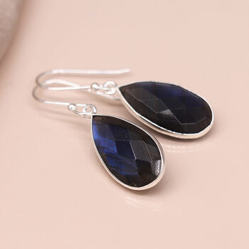 Sterling Silver Labradorite Teardrop Drop Earrings – 20mm X 13mm, 4 of 6