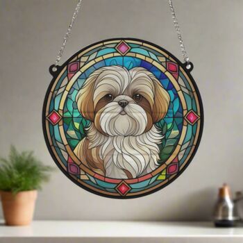 Lhasa Apso Stained Glass Effect Suncatcher, 4 of 6