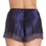 Lace French Knickers In Navy Satin, thumbnail 2 of 3