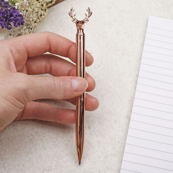 Rose Gold Stag Deer Head Ballpoint Pen, 2 of 3