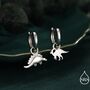 Sterling Silver Mismatched Parasaurolophus And Stegosaurus Hoop Earrings, thumbnail 1 of 12