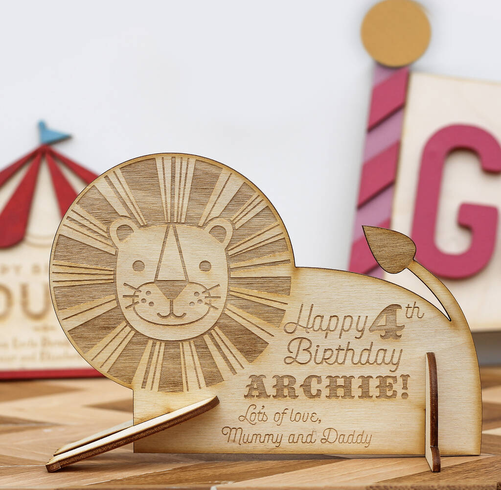 Personalised Wooden Lion Card, 1 of 3