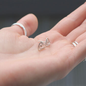 Silver Tringle Studs Earrings Geometric, 3 of 3