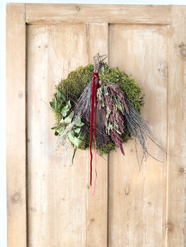 Dried Moss Wreath With Swag, 2 of 4