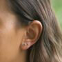 Sterling Silver October Birthstone Stud Earrings Pink Tourmaline, thumbnail 1 of 5