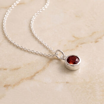 Personalised Sterling Silver January Garnet Birthstone Necklace, 4 of 7