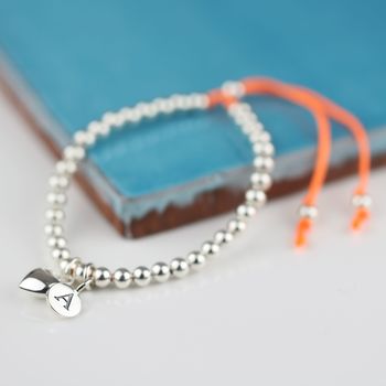 Personalised Silver Heart And Bead Friendship Bracelet, 6 of 8