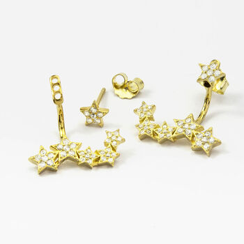 Gold Plated Silver Pavé Star Ear Jackets, 2 of 4