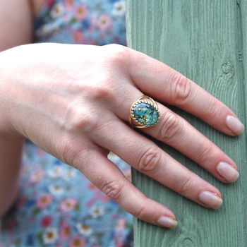 Green And Blue Fire Opal Ring, 4 of 8