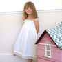 Flower Girl's White Cotton Summer Dress, thumbnail 3 of 4