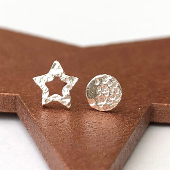 Sterling Silver Full Moon And Hollow Star Earrings, 2 of 7