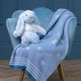 Personalised Blue Star Baby Blanket And Bashful Bunny, thumbnail 1 of 4