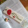 Poppy Hand Embroidered Linen Bookmark, thumbnail 3 of 6