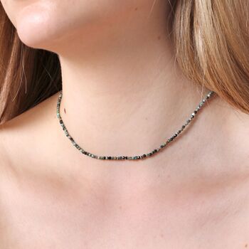Semi Precious Stone Beaded Necklace In Green And Brown, 2 of 4