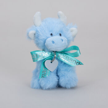 Personalised Mini Baby Blue Collectible Highland Cow Toy, Gift Boxed, 3 of 11