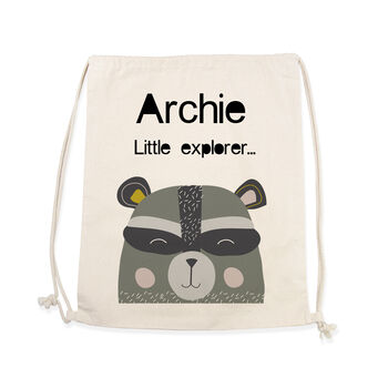 Personalised Children's Raccoon Cotton Nursery Bag, 7 of 12