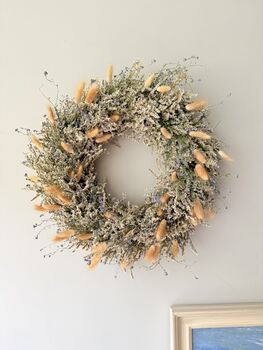 Dried Statice Wreath With Bunny Tails, 3 of 5