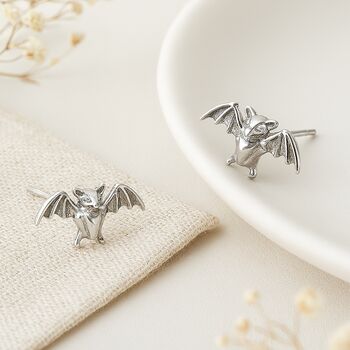 Sterling Silver Bat Stud Earrings, 3 of 5