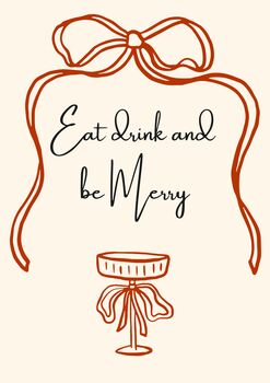A4 Christmas Art Print, Eat Drink And Be Merry, 6 of 6