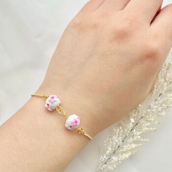 Handmade Cherry Blossom Clay Adjustable Bracelet, 4 of 8