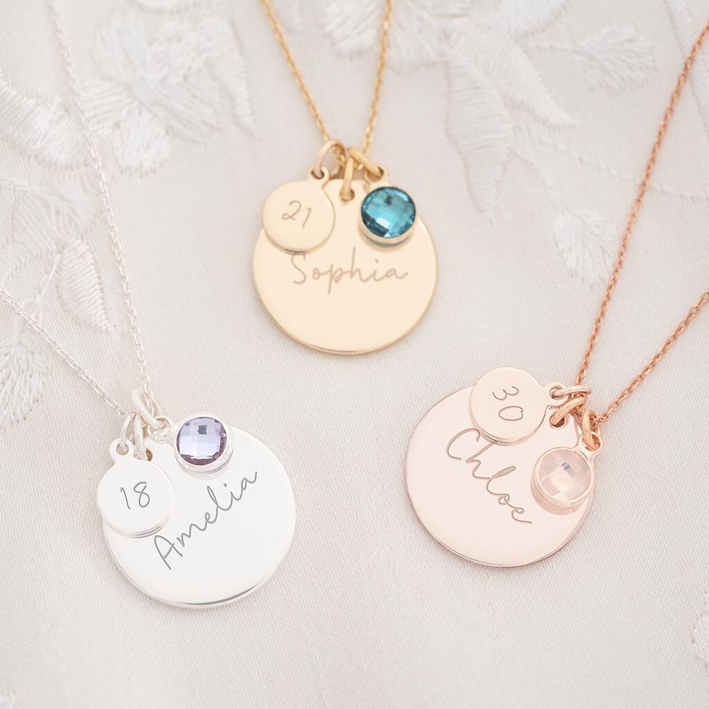 Personalised Birthday Disc Name Necklace, 1 of 11