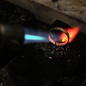 Emerald Ring In Recycled Silver With A Textured Band, 6 of 12