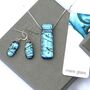 Blue Dichroic Glass Sterling Silver Drop Earrings, thumbnail 8 of 12