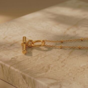Delicate T Bar Necklace 18k Gold Plated, 3 of 5
