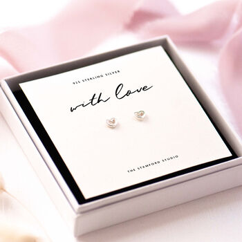 Heart Outline Stud Earrings Sterling Silver, 3 of 7