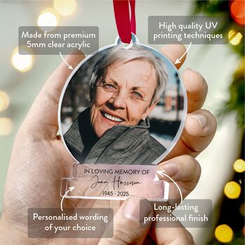 Memorial Photo Ornament In Loving Memory, 2 of 8
