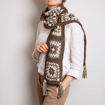 Granny Annie Squares Scarf Crochet Kit Woodland, 2 of 9