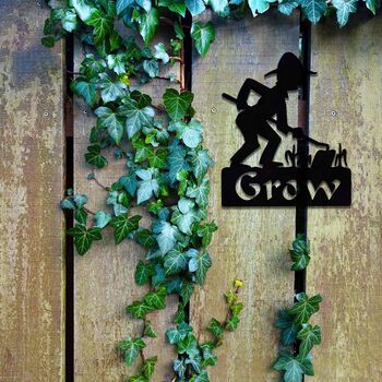 Grow Sign, Garden Sign, Rusted Metal Garden Decor, 4 of 10