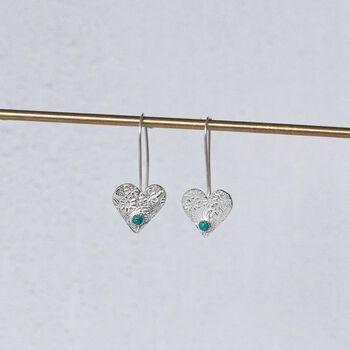 Sterling Silver Heart And Birthstone Earrings, 3 of 8
