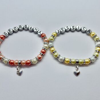 Personalised Heart Charm Bracelet, Star Name Bracelet, 6 of 12