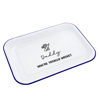 Personalised Cricket Themed Enamel Snack Tray, 2 of 2