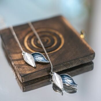 Grey White Long Leaf Line Tassel Chain Drop Earrings, 4 of 5