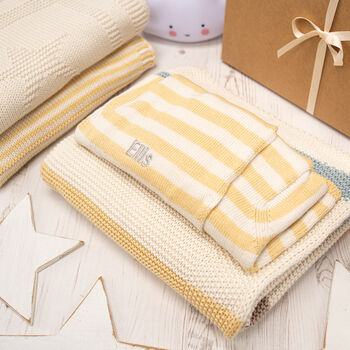Unisex Yellow Stripy Hoodie And Blanket Gift Set, 2 of 12